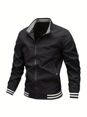 Men's Loose Casual Long Sleeve Striped Cuff Lightweight Jackets