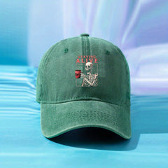Staying Alive Skull Baseball Cap Washed Distressed Print Sports Hat