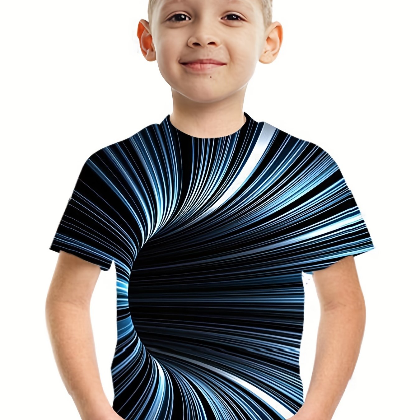 Boys' Striped Graphic T Shirt for Summer Outdoor Activities