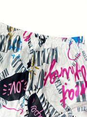Women's Graffiti Print Satin Pajama Set