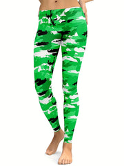 Camo Print High Waist Yoga Leggings Stretchy Workout Pants