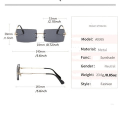 Gradient Square Rimless Sunglasses for Women
