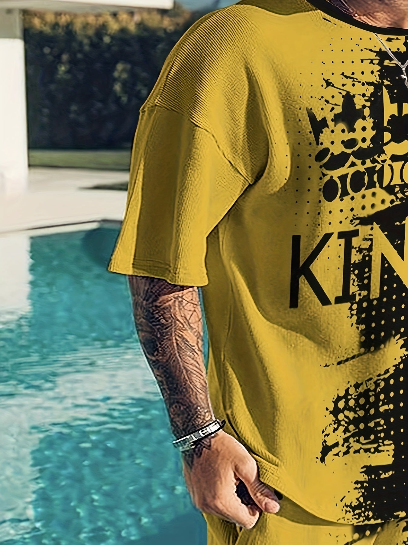Men's King & Block Graphic T-shirt & Breathable Shorts for Outdoor