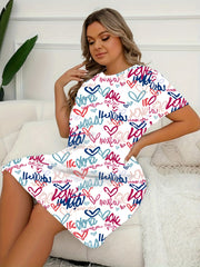 Heart & Graffiti Print Tee Nightdress