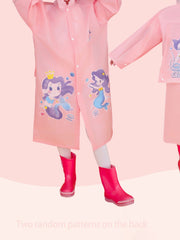 Mermaid Princess Poncho Raincoat For Kids