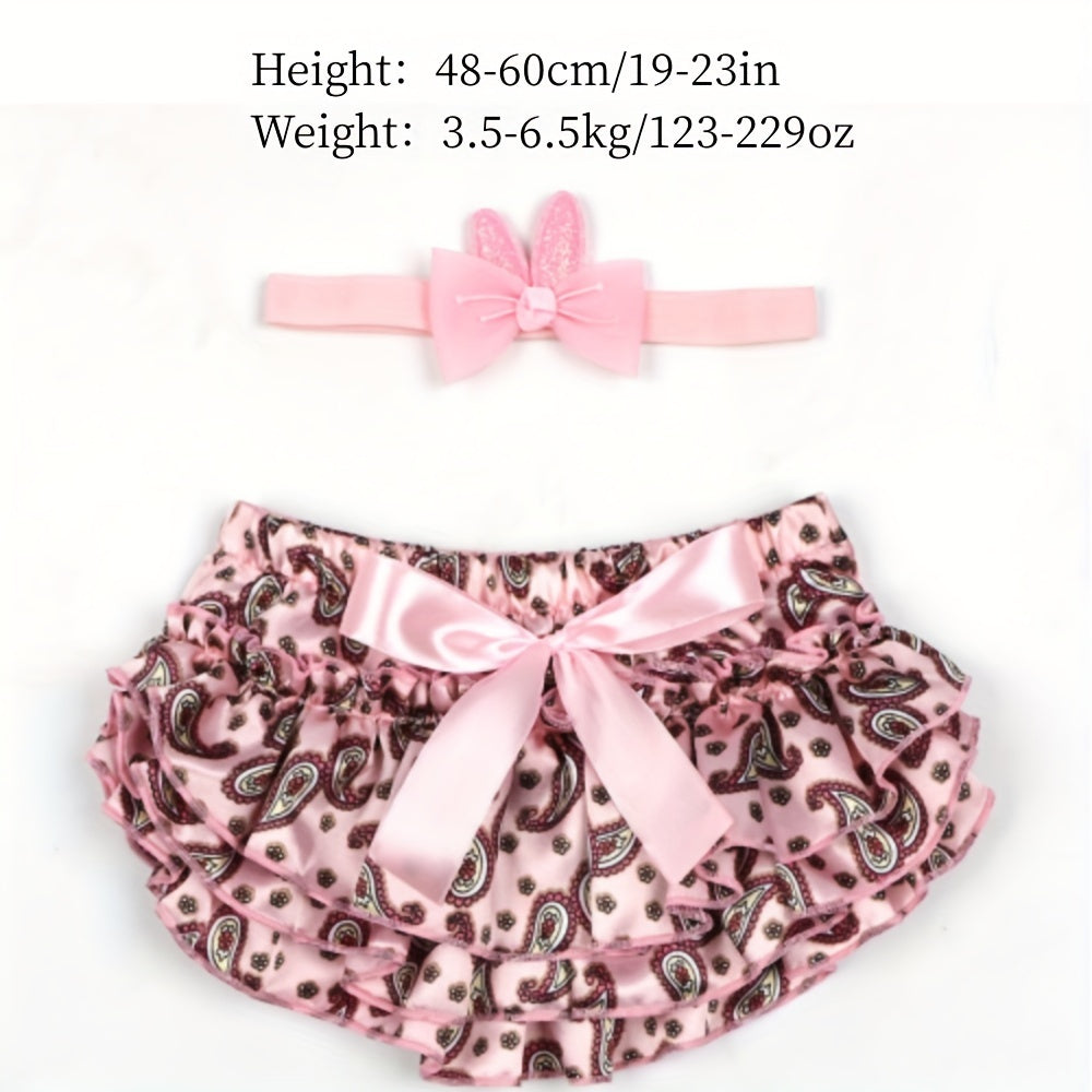 Baby Shorts Cashew Flower Pattern Satin PP Pants Set