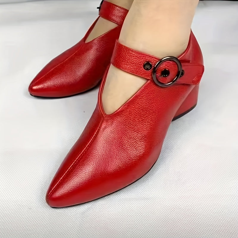 Women's Mid Heel Pointed Toe Dance Shoes with Buckle Strap