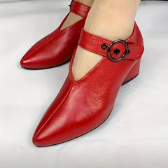 Women's Mid Heel Pointed Toe Dance Shoes with Buckle Strap