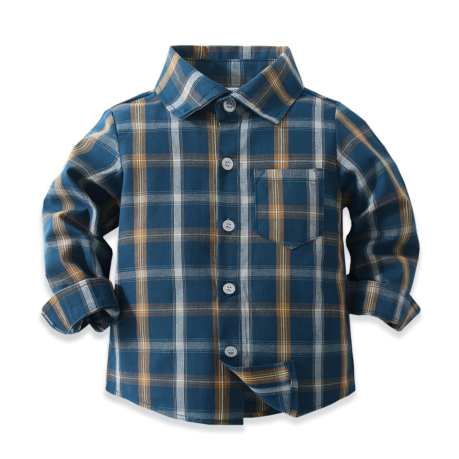 Baby Boys Plaid Shirts Button Down Lapel Long Sleeve Blouse Tops