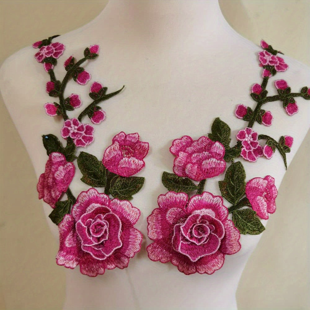 2pcs Ethnic Style Flower Embroidery Applique Patches For Skirt Sew On Clothing