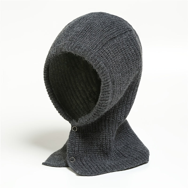 Knitted Balaclava Hat Ski Mask Winter Halter Hooded Pullover Hat Scarf