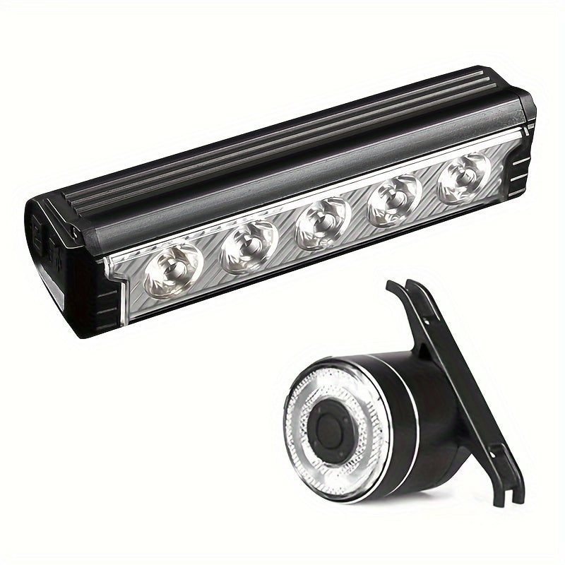 USB Rechargeable Bike Light Set, Front Rear LED Cycling Tail and Headlight