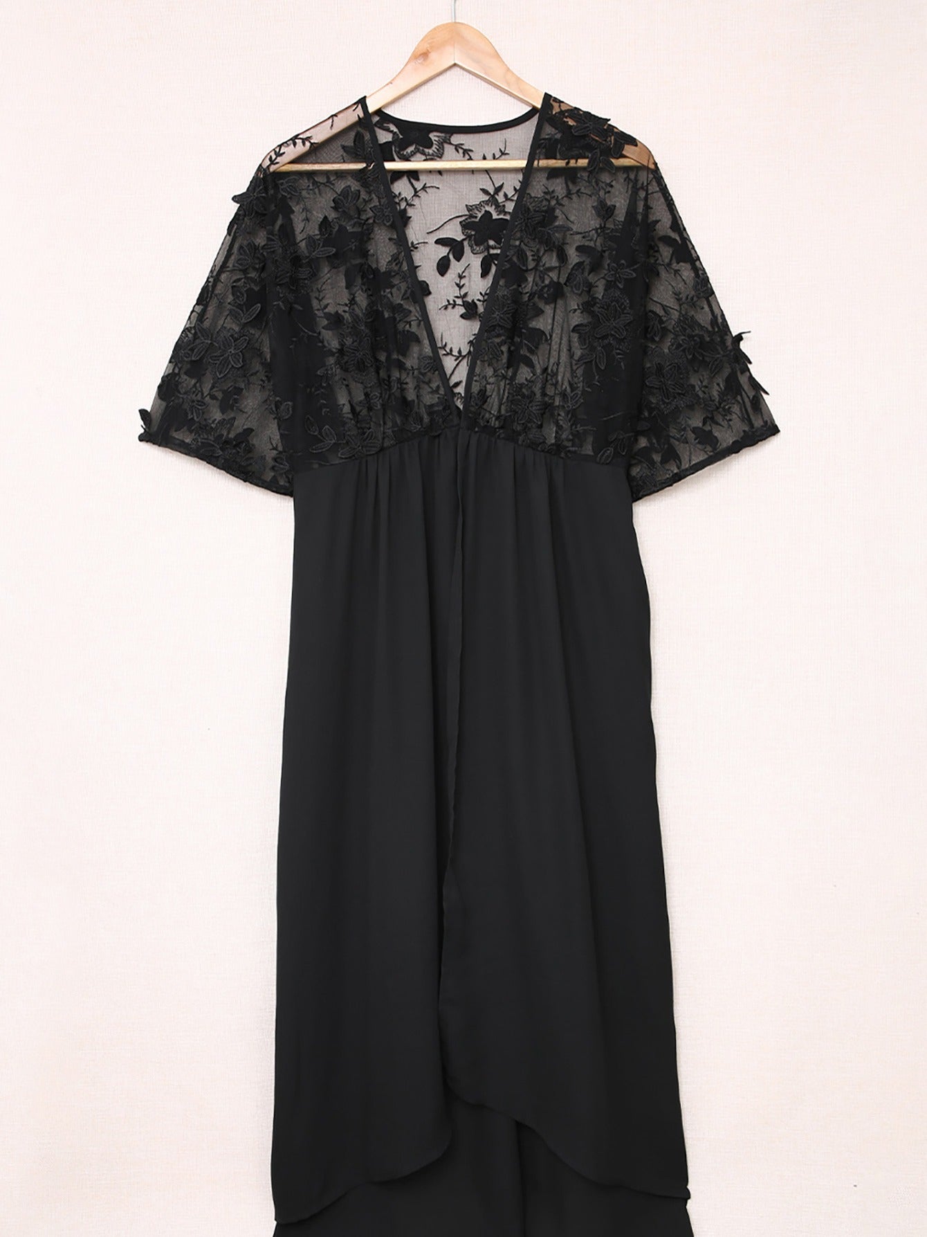 Floral Mesh Lace Crochet Cardigan Kimono Beach Cover Up Long Dress