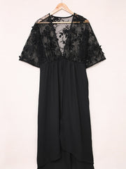Floral Mesh Lace Crochet Cardigan Kimono Beach Cover Up Long Dress