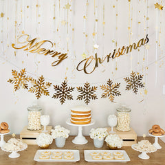 Large Glitter Snowflake Ornaments Set Christmas Tree Hanging Decoration