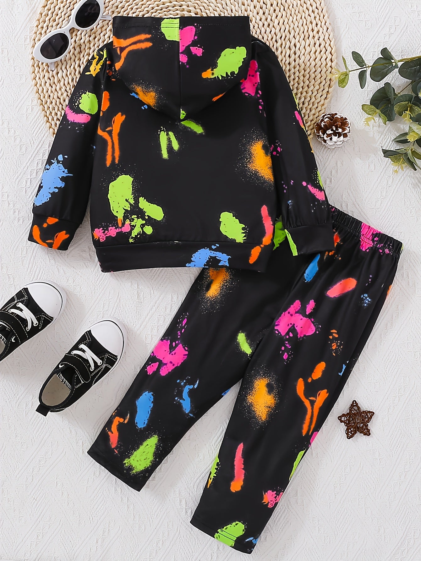 Cartoon Girl Pattern Girl's 2pcs Hoodie & Sweatpants Set KID LIFE Print