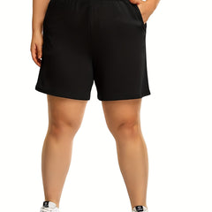 Sporty Shorts Women's Plus Elastic High Rise Stretch Shorts