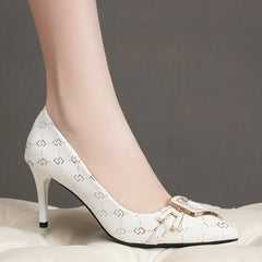 Geometric Pattern Stiletto Heels Point Toe Dress Pumps Women's Heels