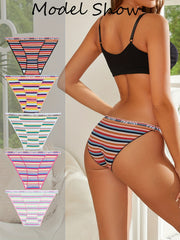 5pcs Striped Panties Colorblock Intimates Women's Lingerie