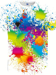 Men's Splatter Graphic T Shirt for Summer Outdoor Activities