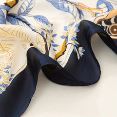 Leaf Print Bandana Satin Square Scarf Neckerchief Head Wrap