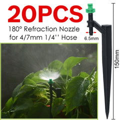 20pcs 90 180 360 Degree Misting Nozzle Stake 1 4'' Barb Garden Irrigation