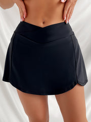 Cross Waist Sports Skorts Solid Golf Tennis Skirts For Women