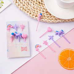 6pcs Unicorn Lunch Box Food Picks, Decorative Reusable Toothpick Set