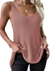 Solid Sleeveless Crew Neck Top for Women