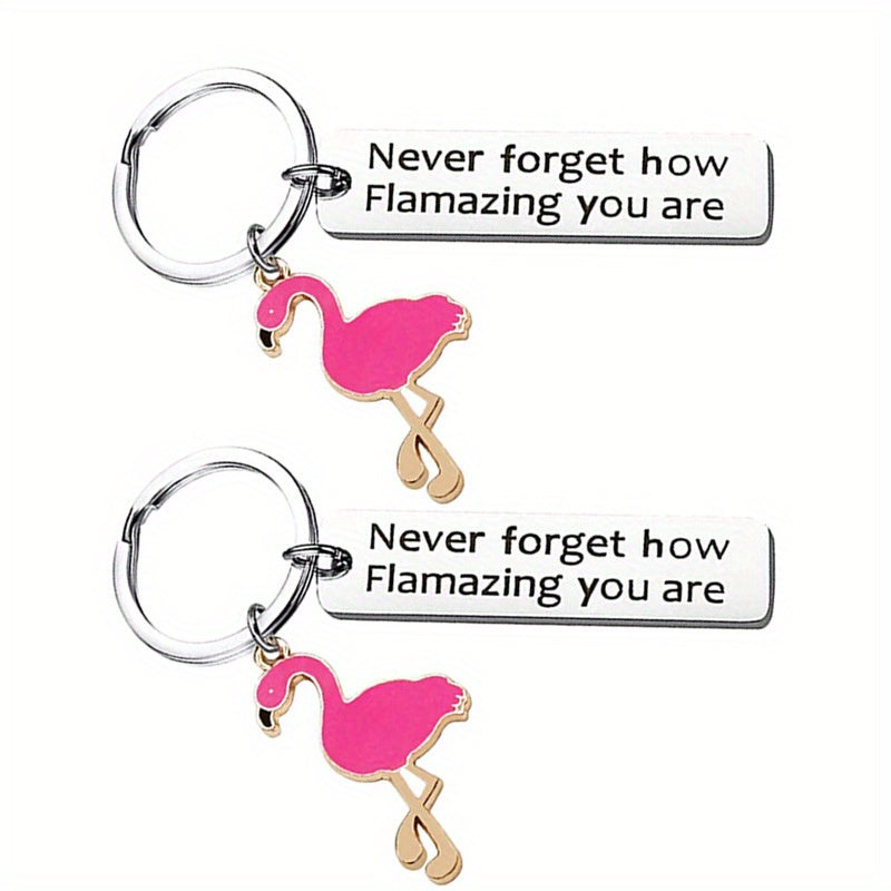 Flamingo Shape Stainless Steel Keychain Pendant