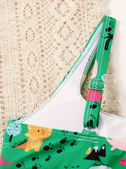 2pcs Dino Pattern Swimsuit For Girls Summer Hawaii Vacation