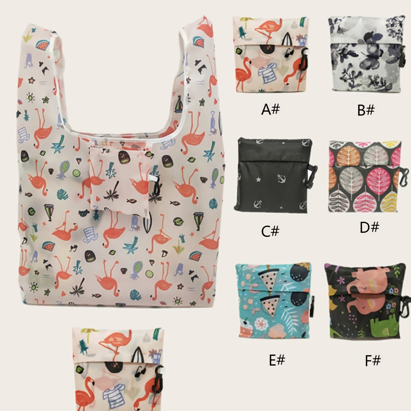 Folding Square Shopping Bag Portable Storage Bag 53x09cm 38x0cm