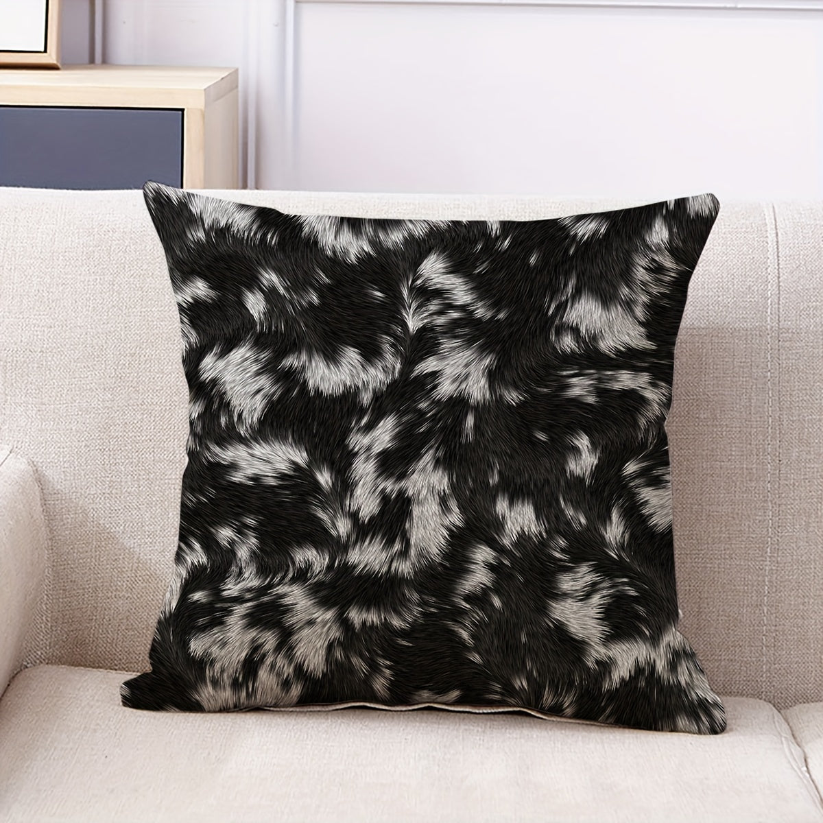 1pc Animal Fur Linen Throw Pillow Covers for Home Decor