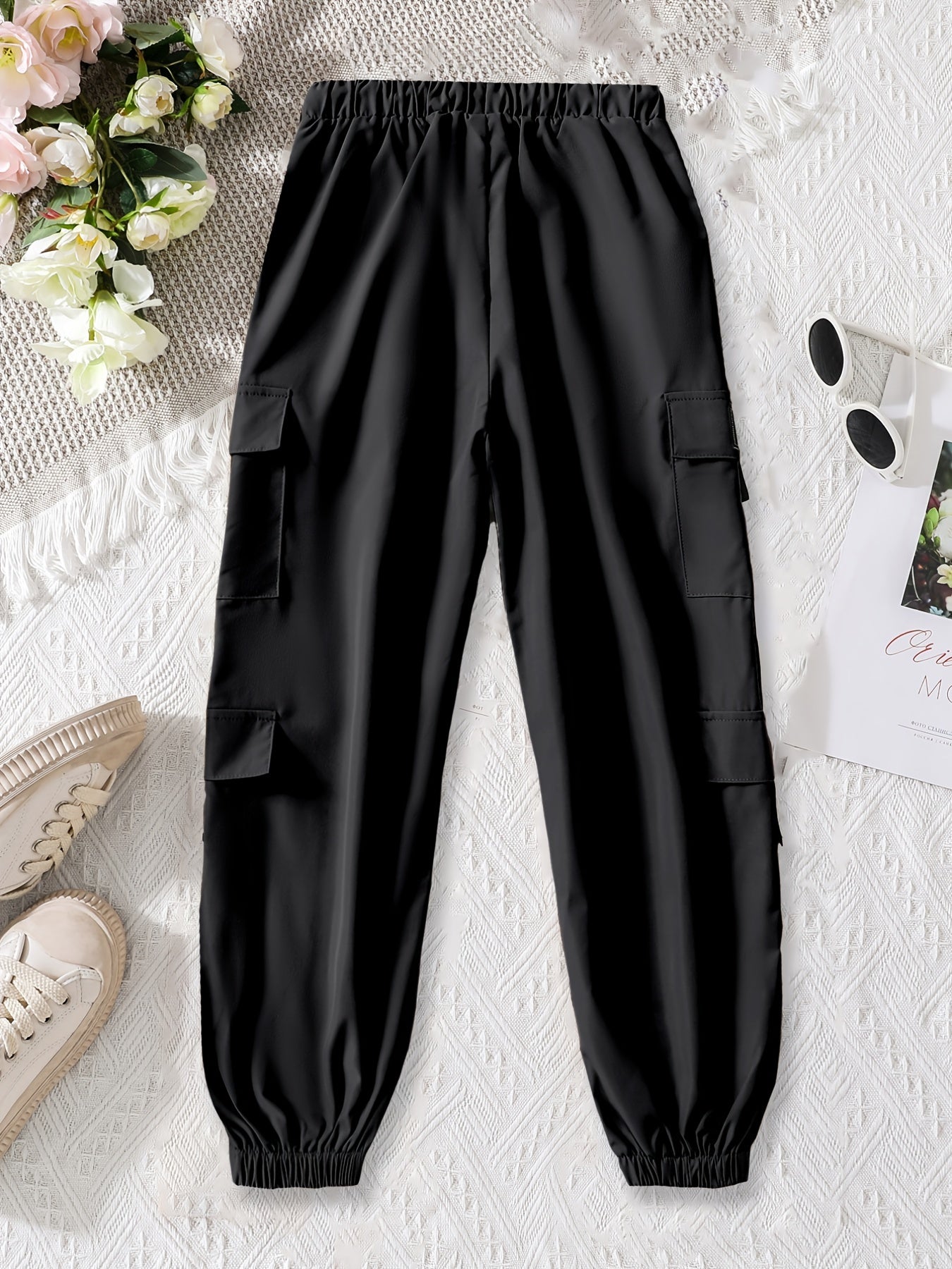 Boys Casual Cargo Pants Elastic Waist Drawstring Jogger Pants