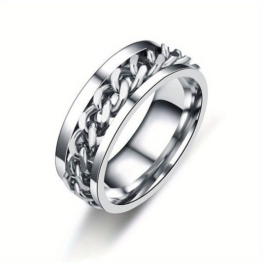 Titanium Steel Rotatable Chain Men's Ring Bottle Opener