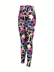 Pentagram Star Print Yoga Pants High Waist Leggings Women's Activewear