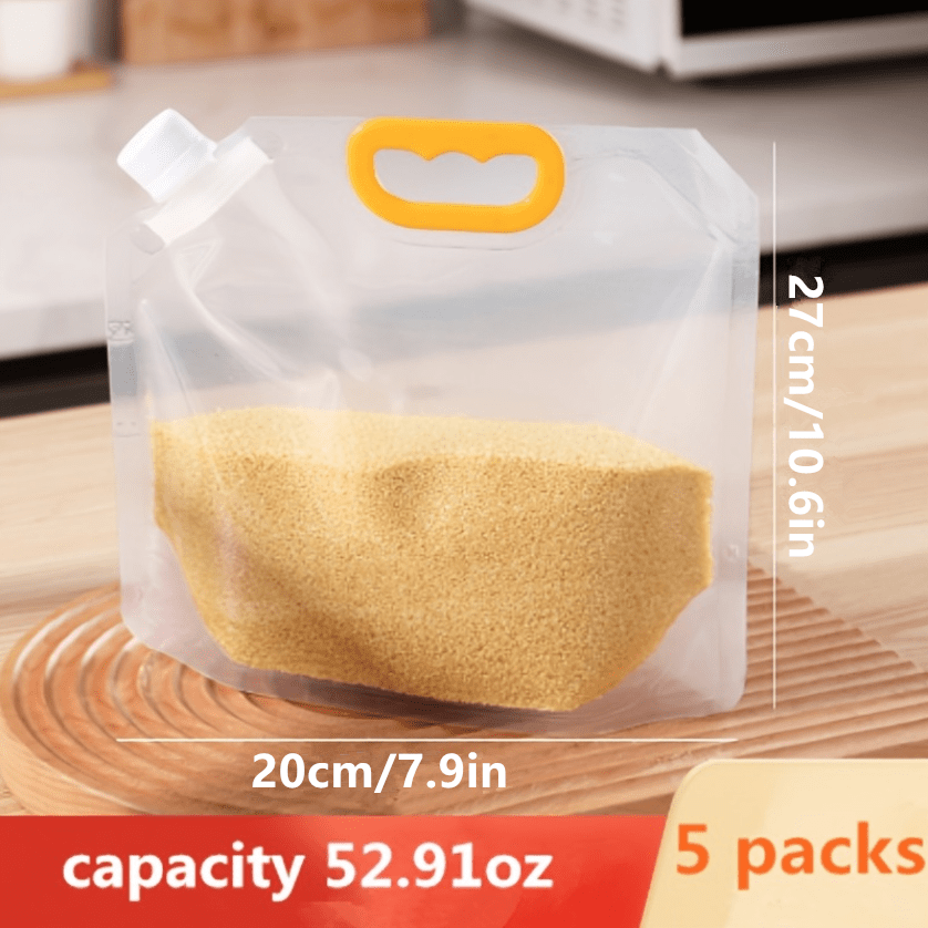 5pcs Kitchen Storage Bags 1.5L 2.5L 5L Fresh Keeping Moisture & Insect Proof