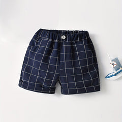 Boys Plaid Elastic Waist Shorts for Summer Party