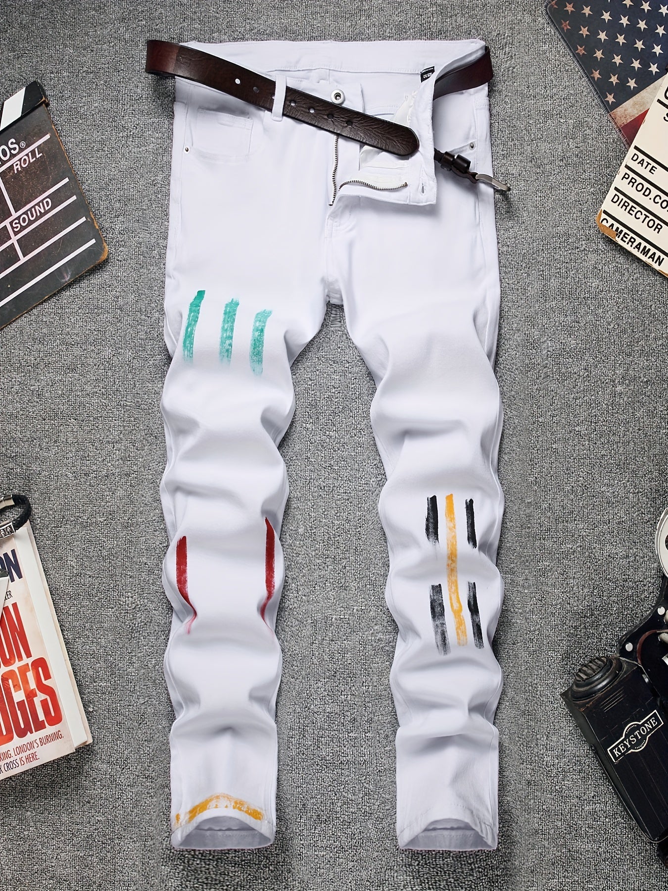 Mens Slim Fit Stretch Denim Jeans Casual Street Style Pants
