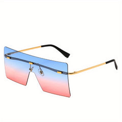 Oversized Square Rimless Sunglasses UV400