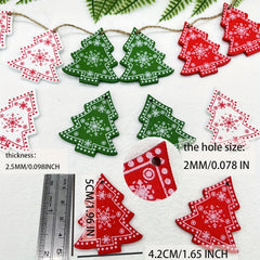 10pcs Christmas Wooden Hangings Ornaments Wooden Slices Snowflake Decorations