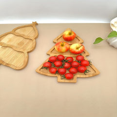 Christmas Tree Wood Serving Tray for Food and Drinks