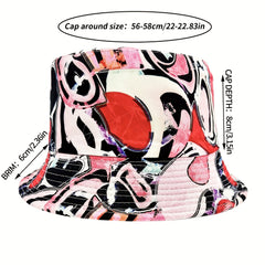 Abstract Graffiti Printed Bucket Hat Hip Hop Breathable Basin Hat Unisex Sunscre
