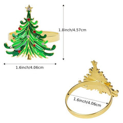 4pcs Christmas Tree Decor Napkin Rings for Party Table Decor