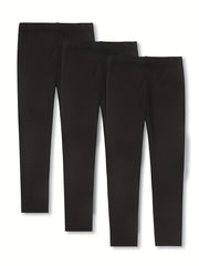 3pcs Girls' Thin Tight Leggings For Outerwear Slim Fit Long Pants