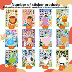 Animal Mix and Match DIY Face Stickers Single Use Rectangle Shape