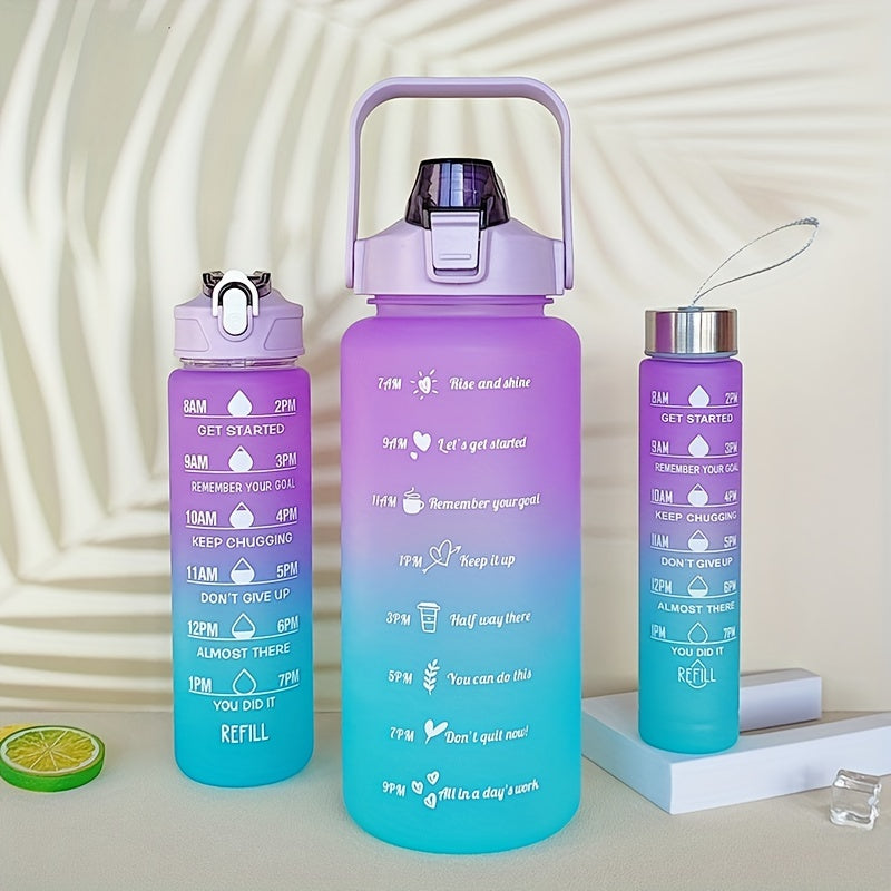 3-Pack 32oz Water Bottle with Straw & Time Marker, Portable Leakproof Sports Cup