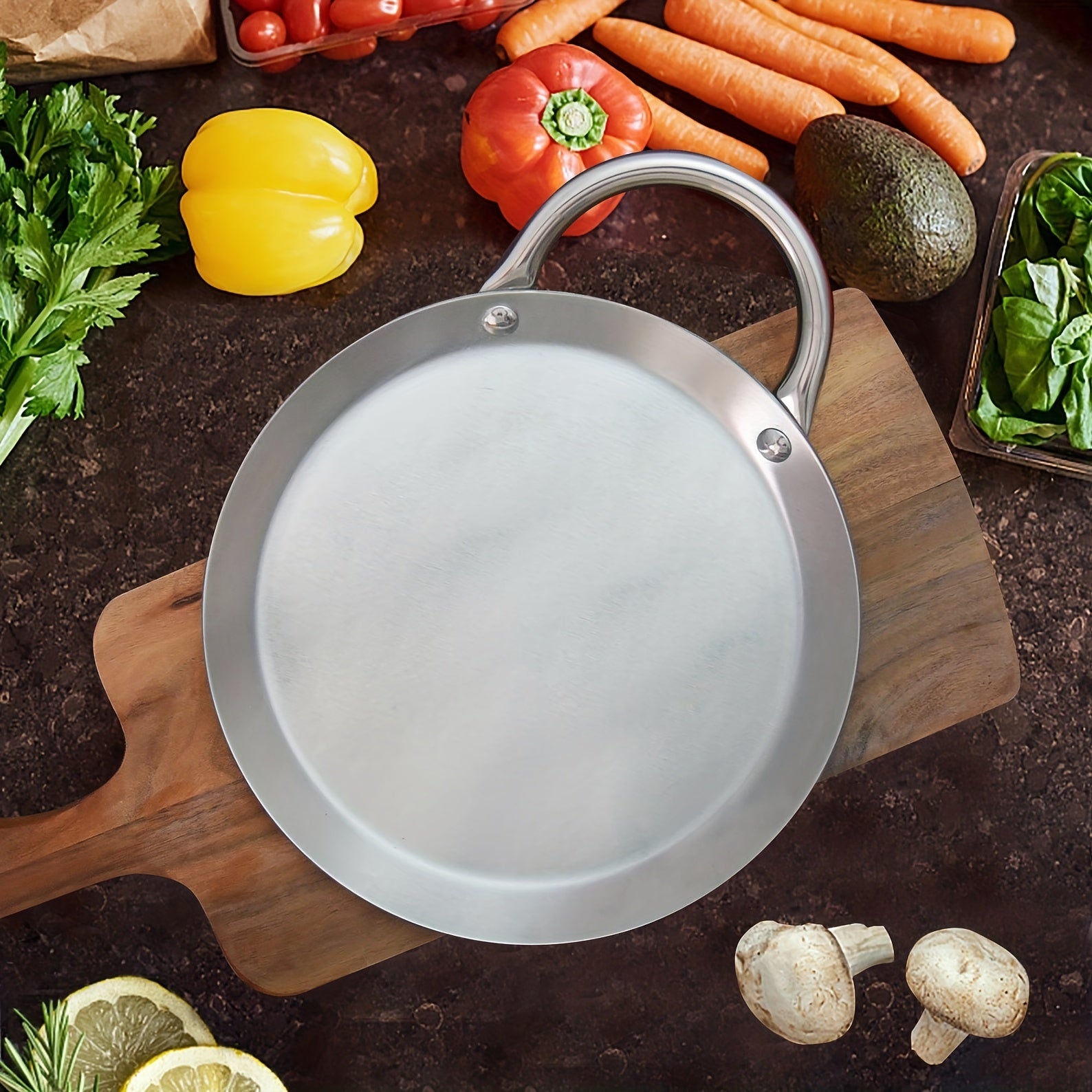 Round 430 Stainless Steel Baking Pan Induction Heatable