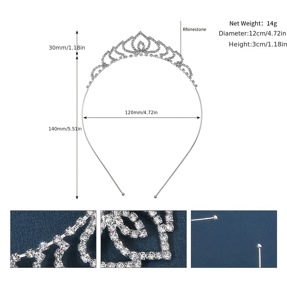 Rhinestone Crown Hairband Headband Princess Tiara Birthday Cosplay Costumes