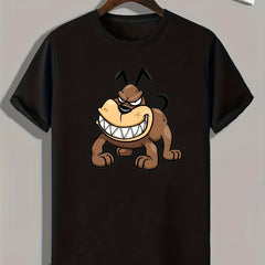Angry Cartoon Print Men's Graphic T shirt for Summer